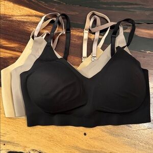 TRUE & CO 3 Bra Womens Small Black True Body Triangle Convertible Strap Bralette